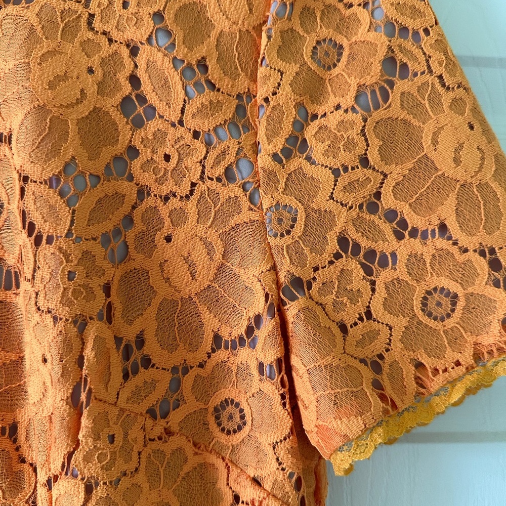 👗 🌟 Anthropologie Rachel Parcell Orange Lace Midi Dress S like XS 0 2 Wedding - Picture 10 of 13